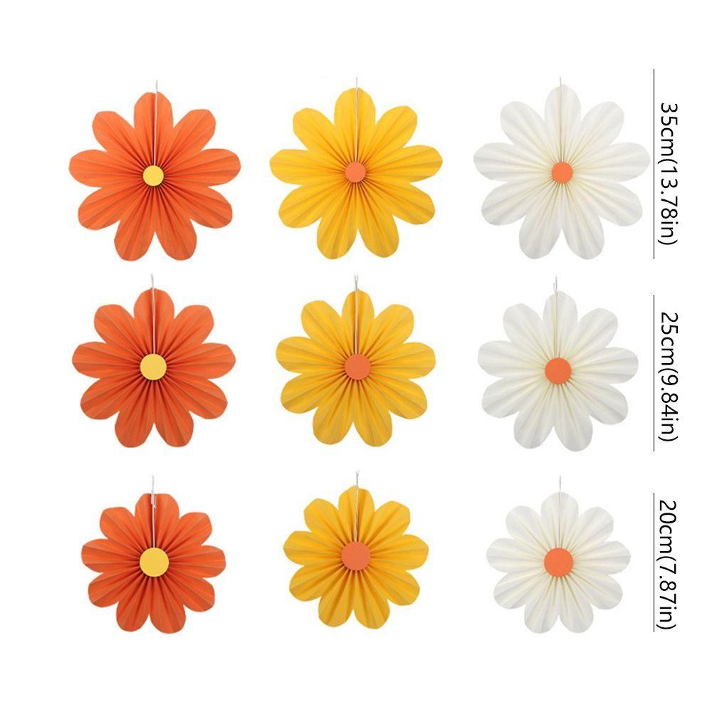 9pcs DIY Crafts Folding Fan Hanging Ornaments Garlands Daisy Hanging Banners  Kindergarten Classroom