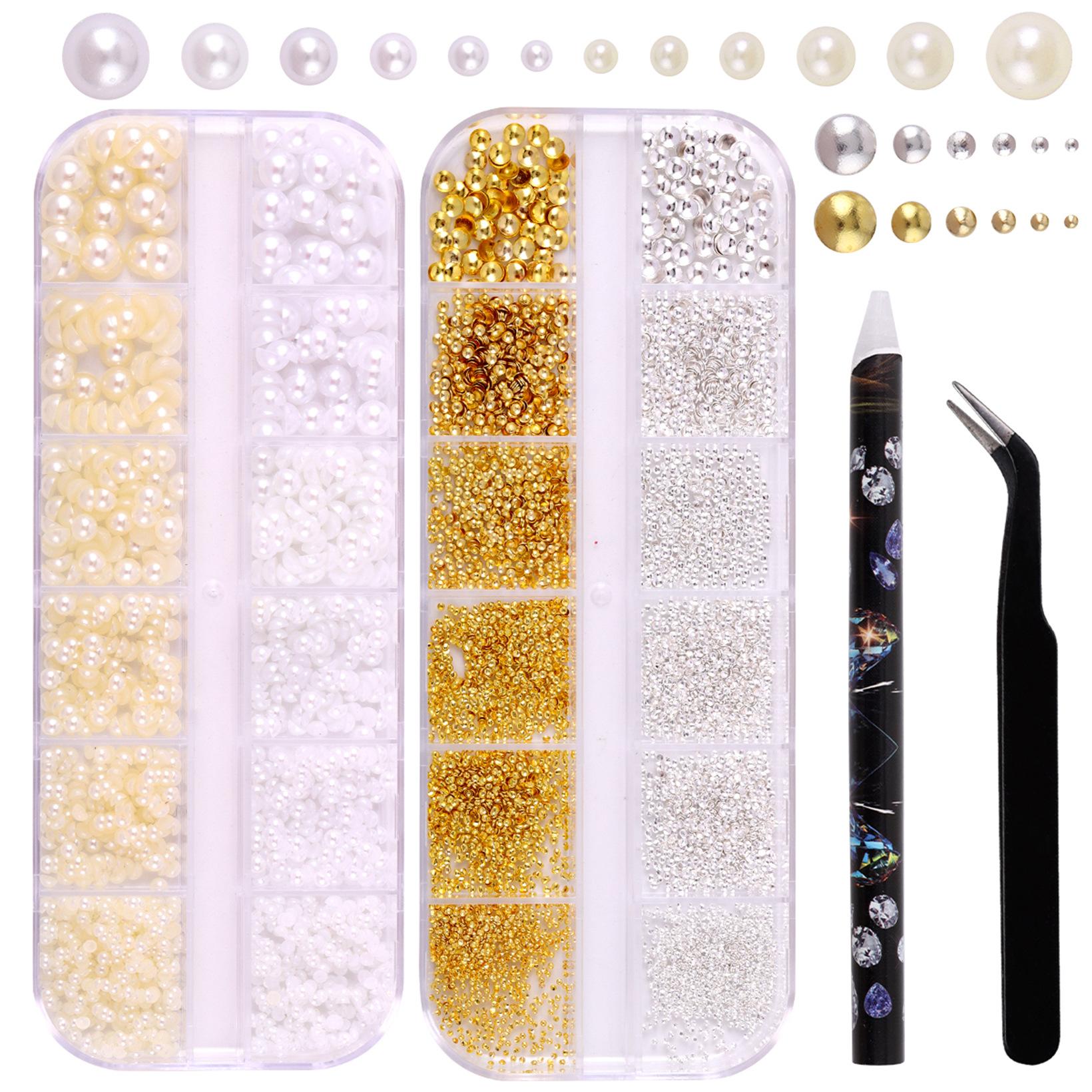 

Мини Жемчужный Набор для Нейл-Арта - Стразы, Клепки, Шармы для DIY Дизайна Ногтей, Набор Аксессуаров для Маникюра