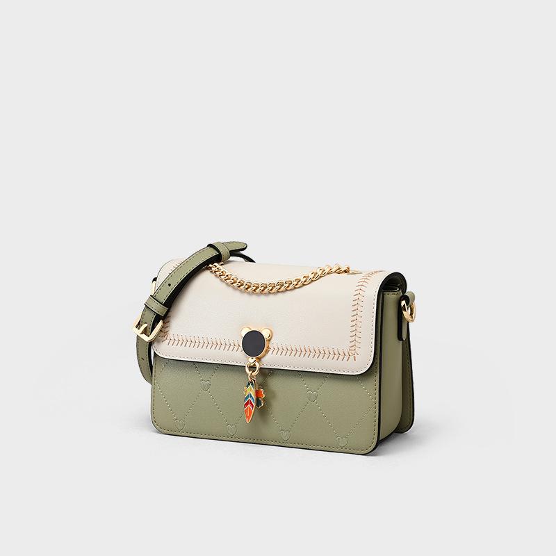 2025 New Women's Crossbody Bag Genuine Leather Luxury Niche High-end Chain Small Square Bag