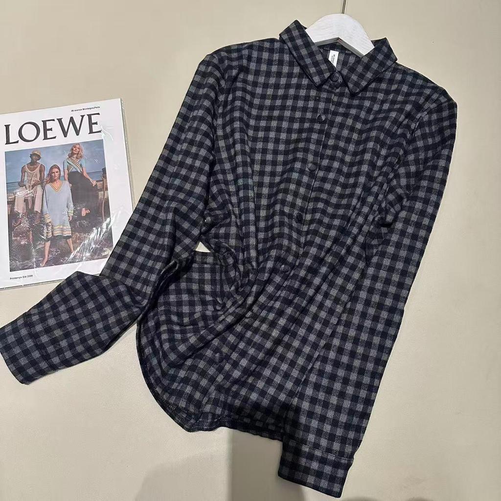 Women's Slim-Fit Winter Shirt: Stylish Collar, Versatile Brushed Cotton, Long Sleeve