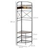 Corner Floor Coat Rack with Bench and Shoe Rack In Industrial Style, 50x50x183cm, Brown