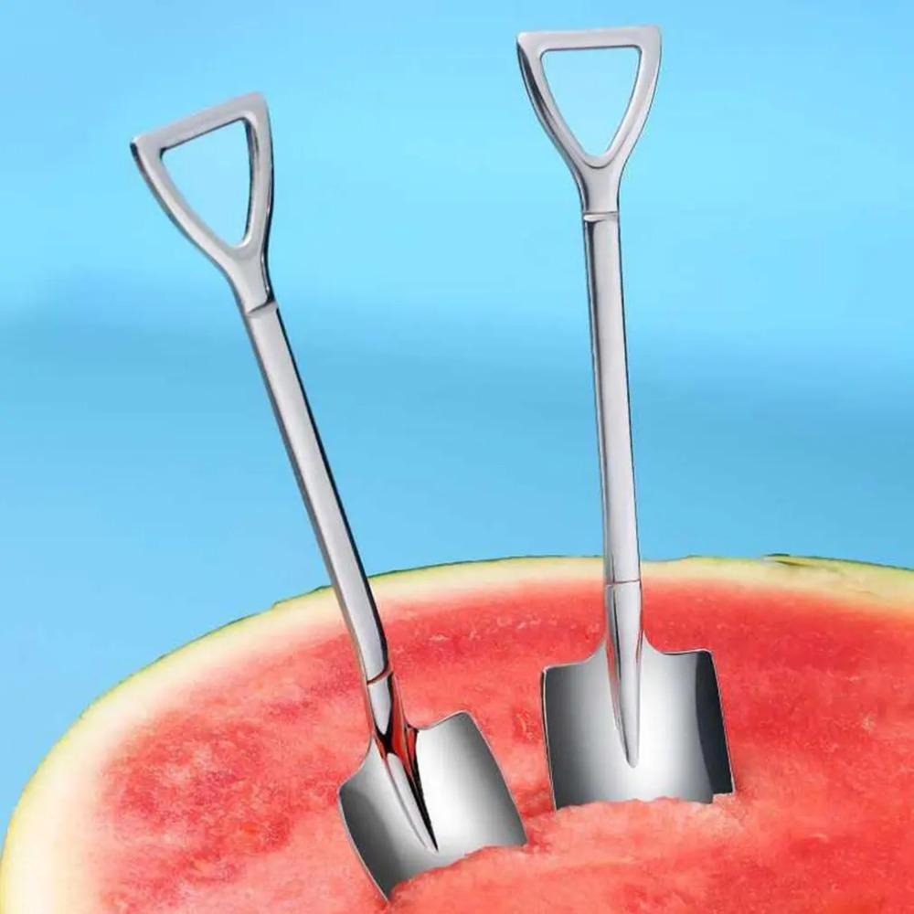 20pcs Creative Shovel Coffee Spoon Stainless Steel Shovel Shape Dessert Spoon Fruit Watermelon Ice Cream Cake Spoons Kitchen Tableware