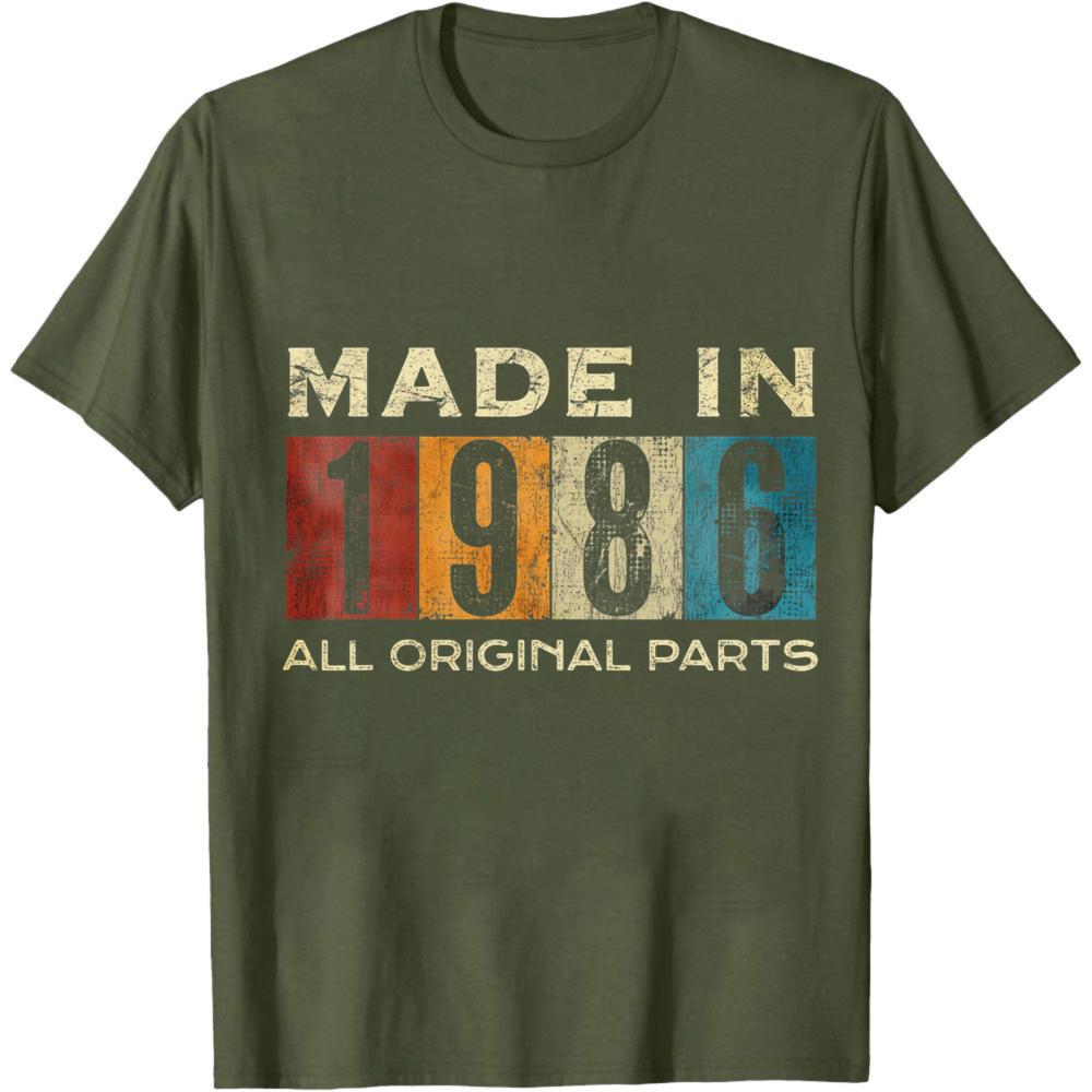 

Made In 1986 All Original Parts Summer Men40th Birthday TShirt Vintage Casual Wear For Birthday Gift Anniversary Party Outfits S