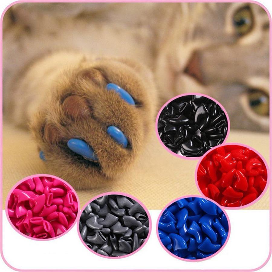 20Pcs Cat Nail Caps Dog Paws Protector Pet Anti-scratch Covers Multicolor Random