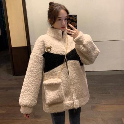 Damen Trendige 2022 Lammplüsch-Reißverschlussjacke: Herbst/Winter Plus Samt Lockerer Koreanischer Stil Pullover