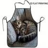 Apron, Cat Plush Sofa Pattern, Unisex Durable Comfortable Apron with Fun Design for Cooking, Perfect for Home Baking, Kitchen, Garden Tea Party, BBQ, 