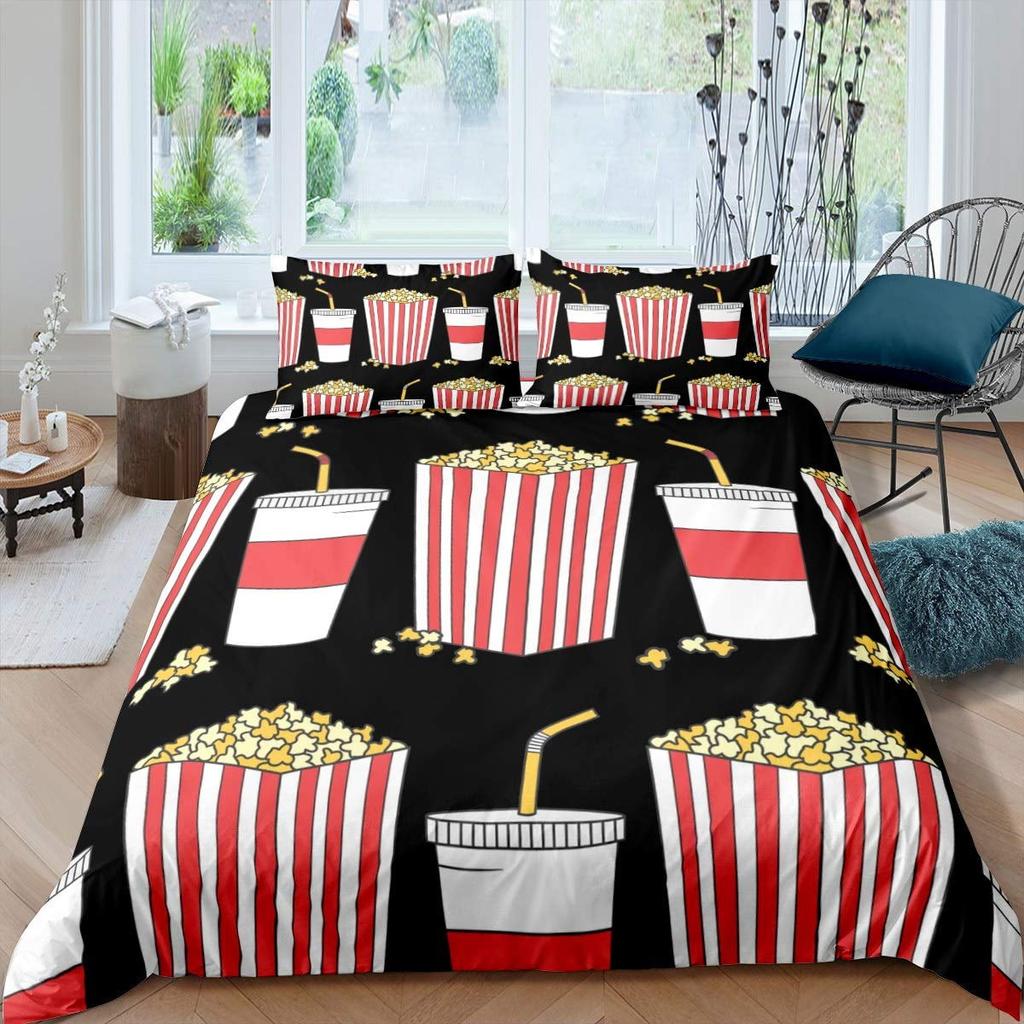 Comforter American Fast Food Pizza Dog Hamburger Print Bedding French Fries Cartoon Style For Kids Boys Soft