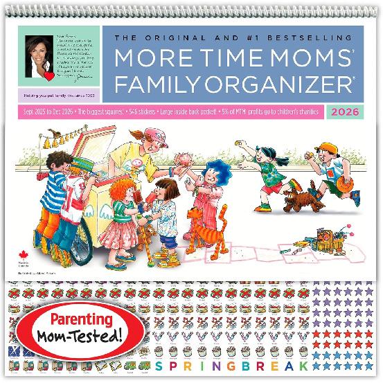 More Time Moms Family Organizer & Calendar, 2026 (15x22 Inches) - September 2025 to December 2026 - Larger & More Space for in-Depth Planning -