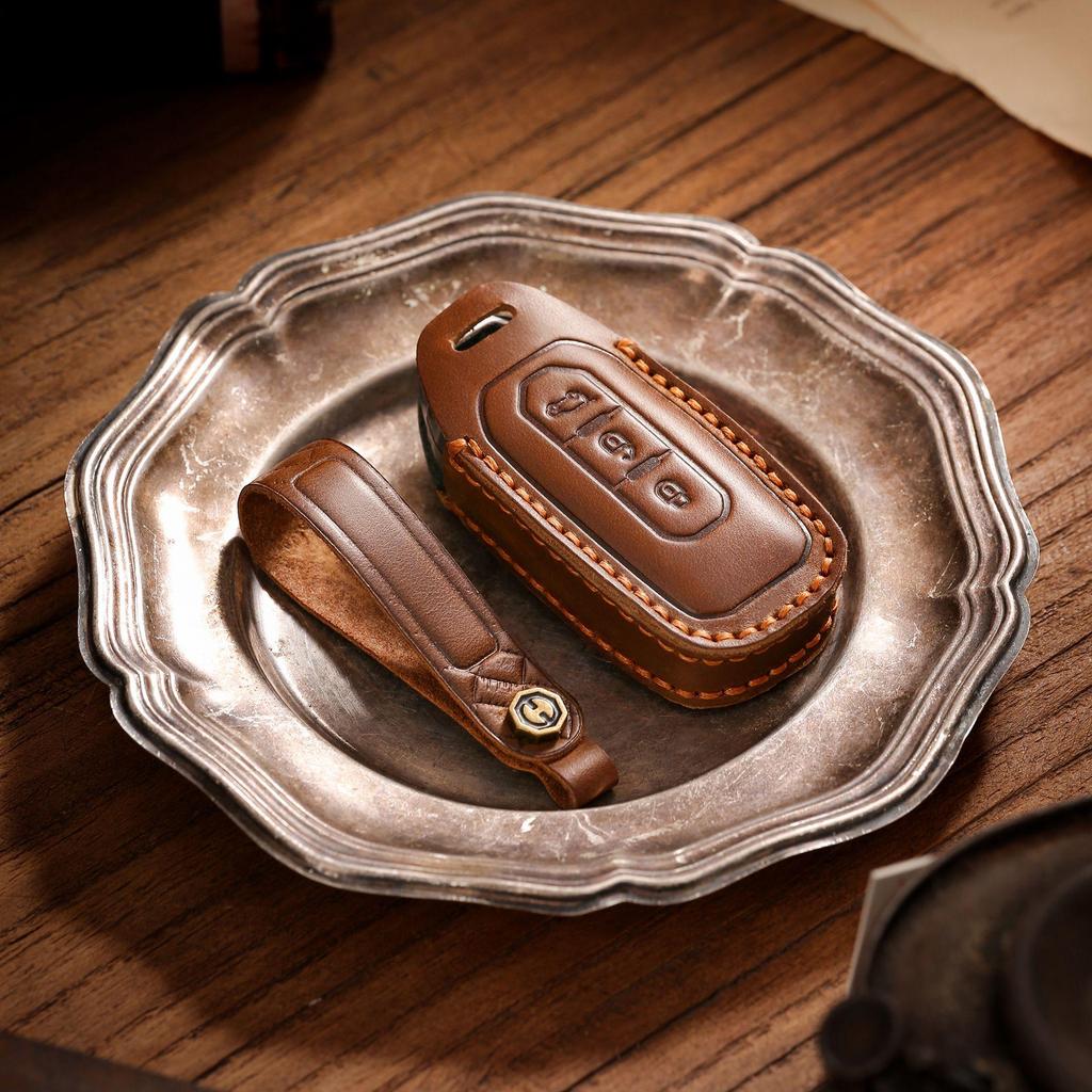 Premium Cowhide Key Cover for 2020 Jiangling Ford Yuhu - Unisex Full Protection