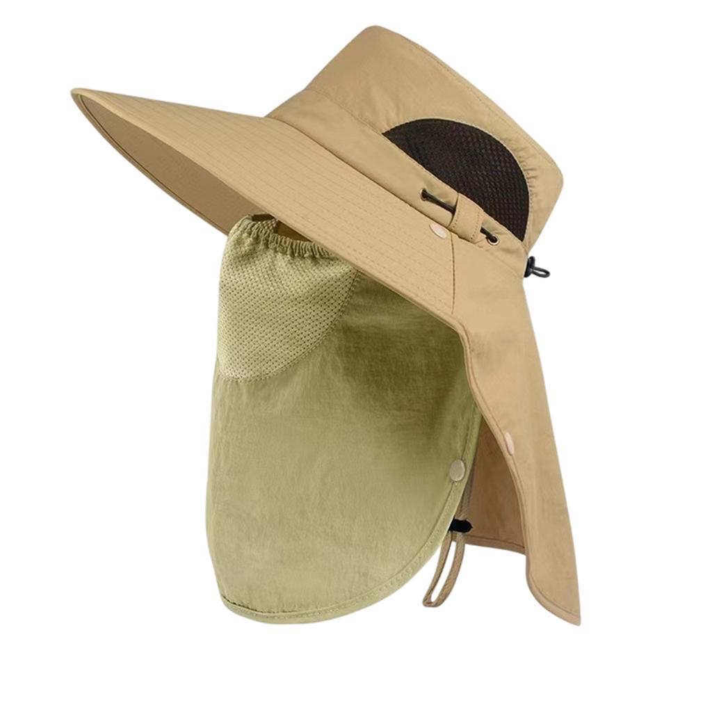 Mens Sun Hat with Neck Flap Wide Brim Outdoor Quick Dry Mesh Panel Fishing Hiking Garden Travel Hat
