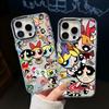 Cartoon P-Powerpuffs G-Girls Plating Phone Case for Oppo Find A5X A5 F29 X8 A60 A3X A3 A2 A78 A98 A79 A78 A59 A58 A38 Pro 4G 5G