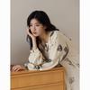 Bamboo Fiber Women's Long Sleeve Wabi-Sabi Nightgown - Mid-Length Autumn Pajamas Dress