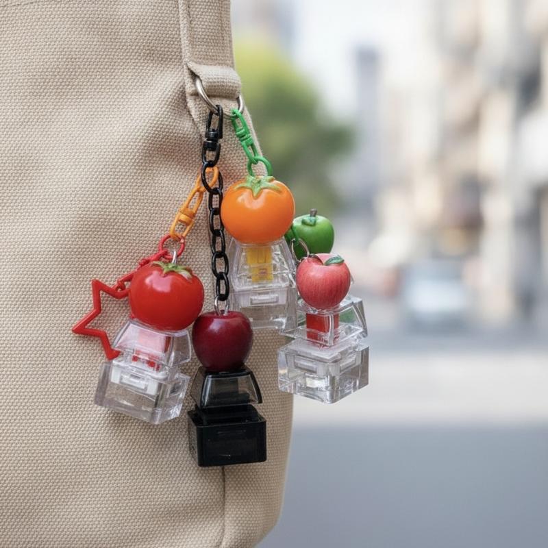 Single Key Pc Mute Axis Simulation Fruit Clicky Keyboard Fidget Button Decompression Toy Keyboard Pendant Keychain
