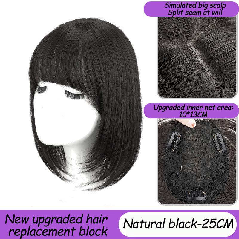 10x13CM Peruca Simulação Cabelo Cabeça Bloco de Reposição de Cabelo Feminino Natural Leve Respirável Cobrir Cabelos Grisalhos Sem Traço Fofo