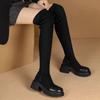 Winter New Large-size Korean Version Fashion Suede Knee-length Boots Women's Thick-soled High-length Skinny Boots Plush