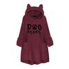Frauen Fleece Stickerei Katze Ohr Plus Größe Hoodie Tasche Top Pullover Bluse