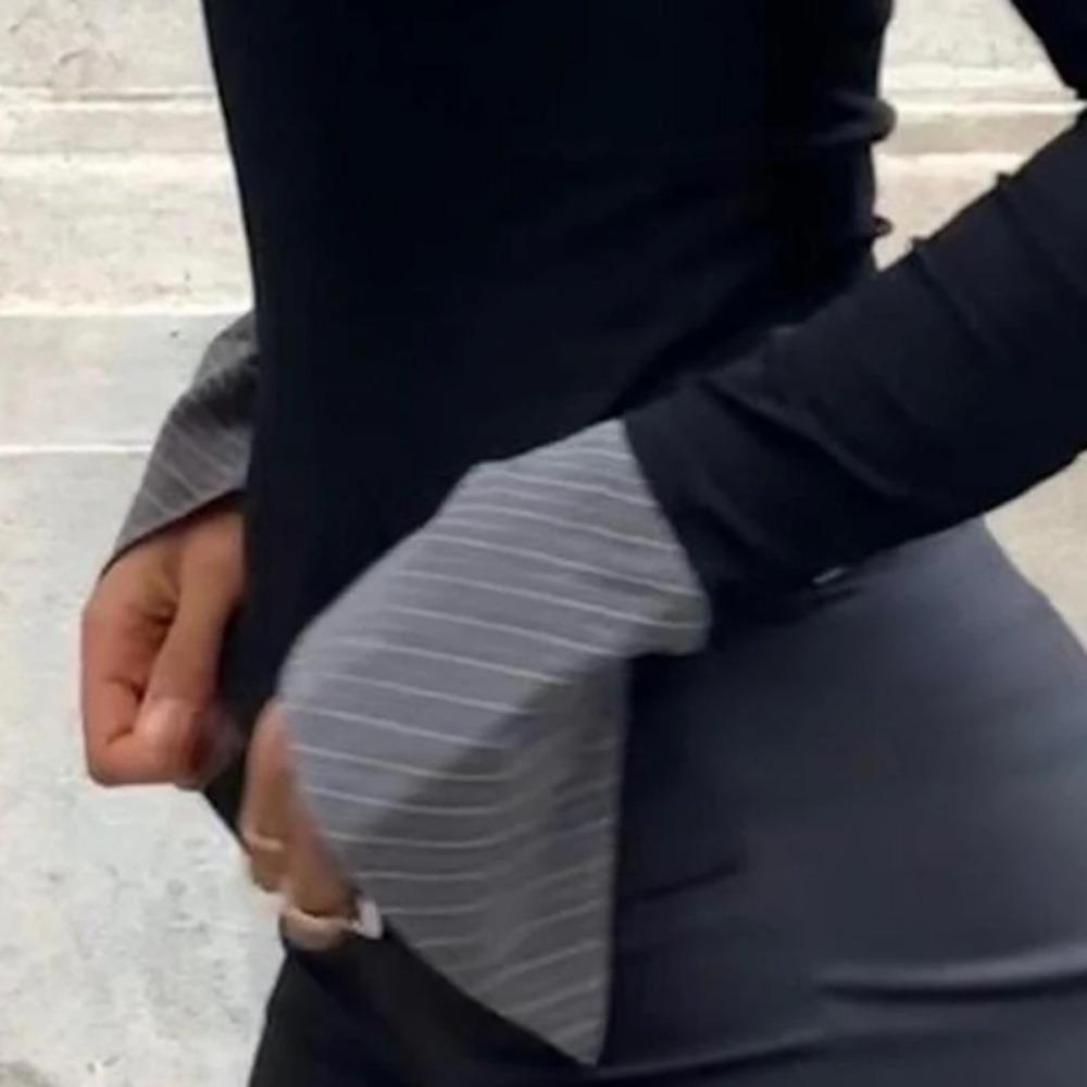 Oficiální dámské košile s pruhovaným potiskem, patchworkové, módní polokošile s knoflíky, úzké zkrácené topy, elegantní košile