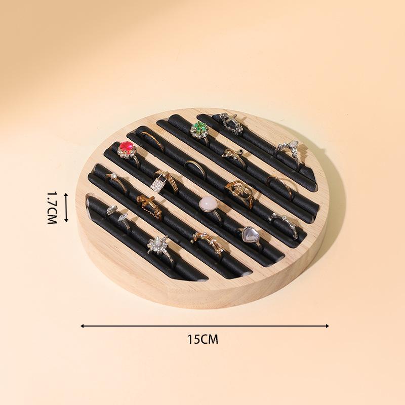 Wood Round Shape Jewelry Tray Ring Earrings Bracelet Display Plate Jewellery Storage Stand Counter Props