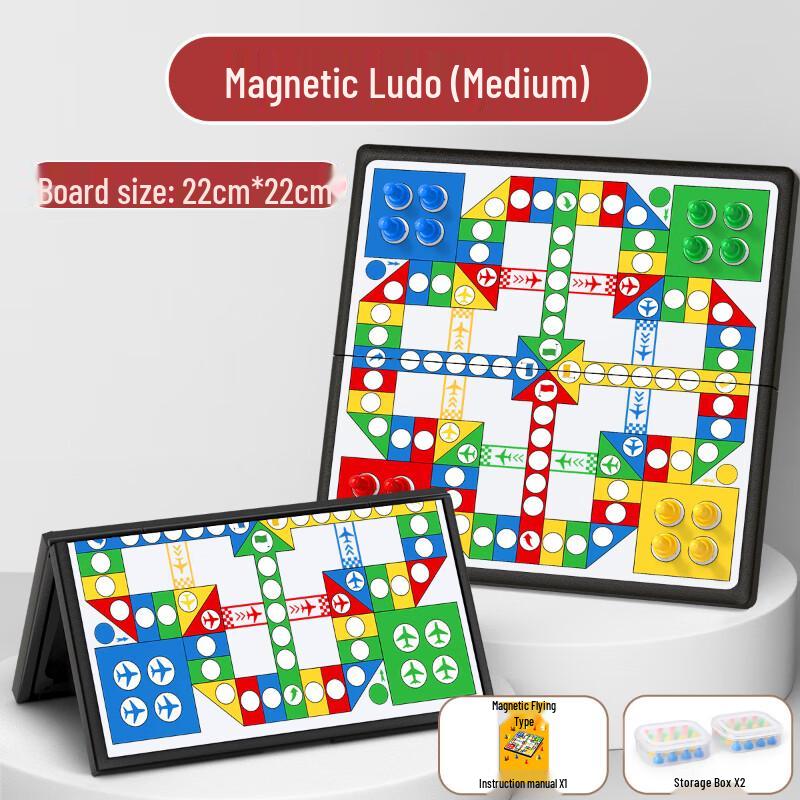 Extra-Large Magnetic Ludo Board Game with Wooden Pieces