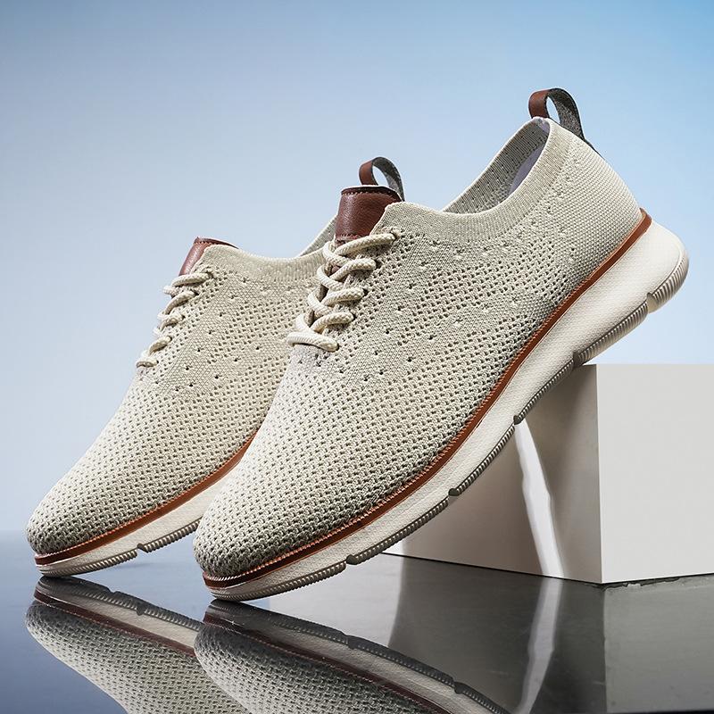 Men's shoes fly-woven breathable mesh casual lightweight sports large size men's sports casual shoes