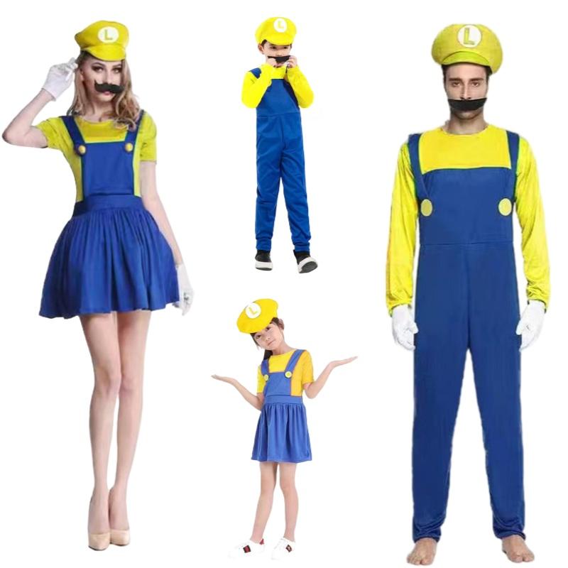 Halloween Cosplay Costume For Kids And Adults Super Mario Outfit In Various Colors