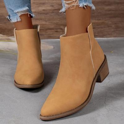 Mode 2024 Übergröße Schuhe für Damen Knöchel Damenstiefel Prägnante Moderne Stiefel Damen Spitze Zehenpartie Slipper Quadratischer Absatz Damenschuhe