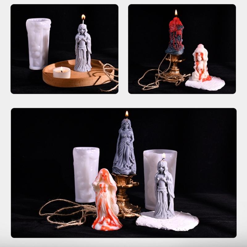 4Pcs Halloween Theme SIlicone Candle Molds Halloween Bride Silicone Candle Molds for Epoxy Resin, Halloween Decoration