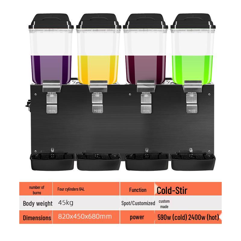 Tenggong Hot & Cold Beverage Dispenser with Dual & Triple Cylinder Options for Juices and Milk Tea, Self-service Stirring Spray