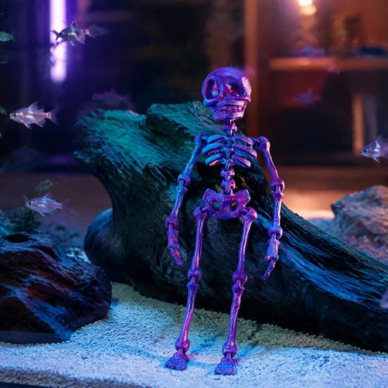 Halloween Locker Accessories Dancing Skeleton Aquarium Bubbler, Dynamic Fish Tank Ornament, Holiday Party Favors 3D Printed Articulated Skull