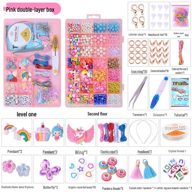 Children's DIY Beaded Bracelet Kit - Handmade Jewelry Set with Stringing Beads & Accessories