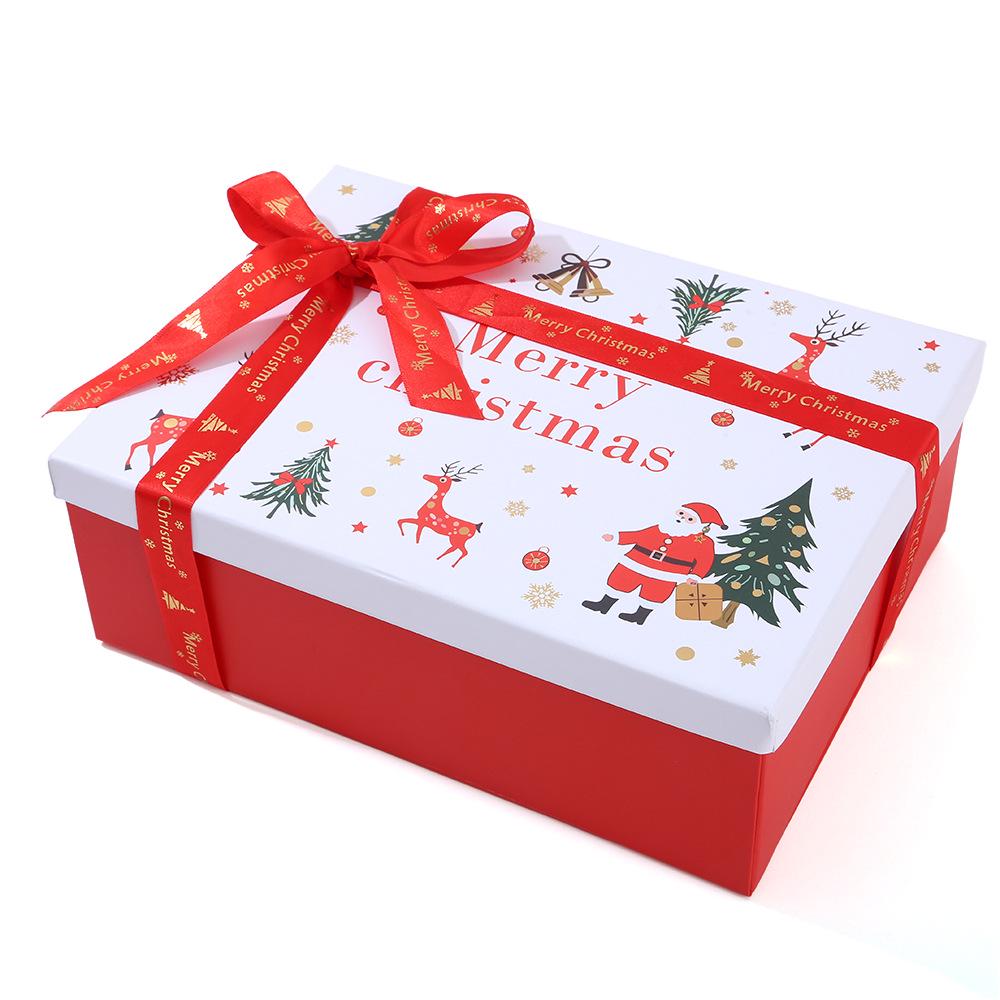 Red Santa Claus Christmas Gift Box with Lid for Scarf and Gloves