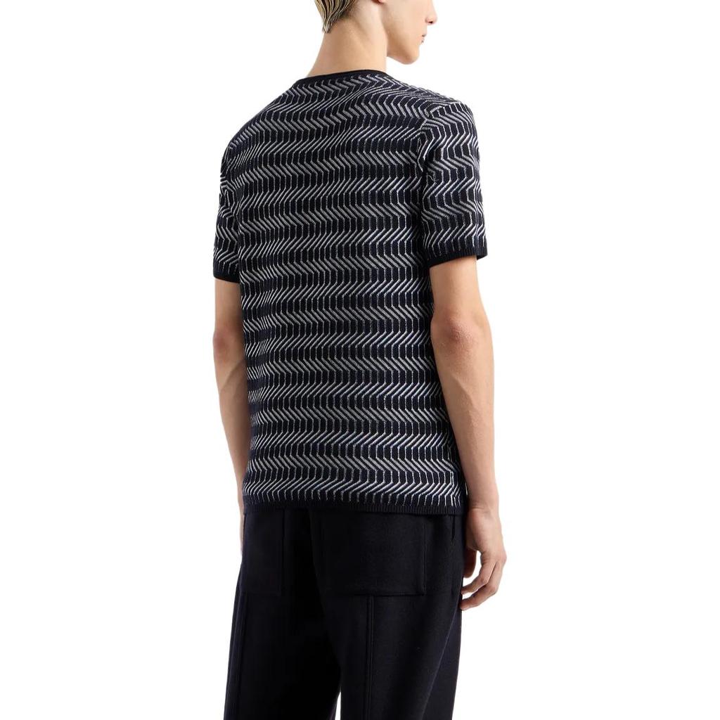 EMPORIO ARMANI Icon Virgin wool Crew neck Jumper With Two tone Op art Jacquard Motif EM000510-AF122221-FB078