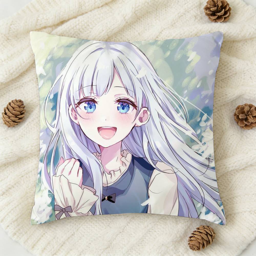 Yoisaki Kanade Cartoon Style Doublesided Printed Square Decorative Cushion Cover for Sofa Living Room Home Decor