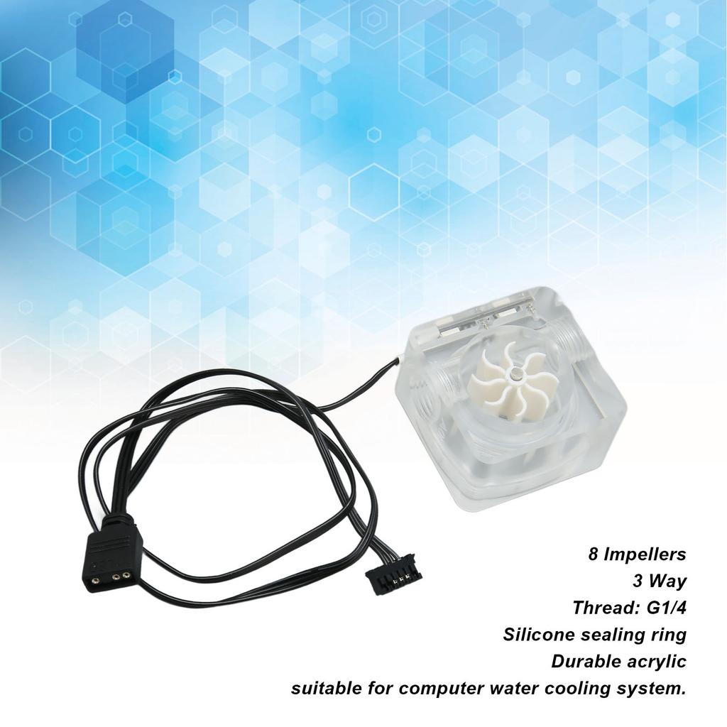 Water Cooling   Meter G1Celsius4 Thread 8 Impeller 3 Way   Acrylic Revolving Speed Meter for Computer