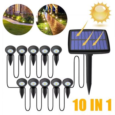 10 In 1 Outdoor Solar Warmes Licht Rasen Boden Lampe IP65 Wasserdicht Landschaft Strahler Garten Dekoration Außen Lichter