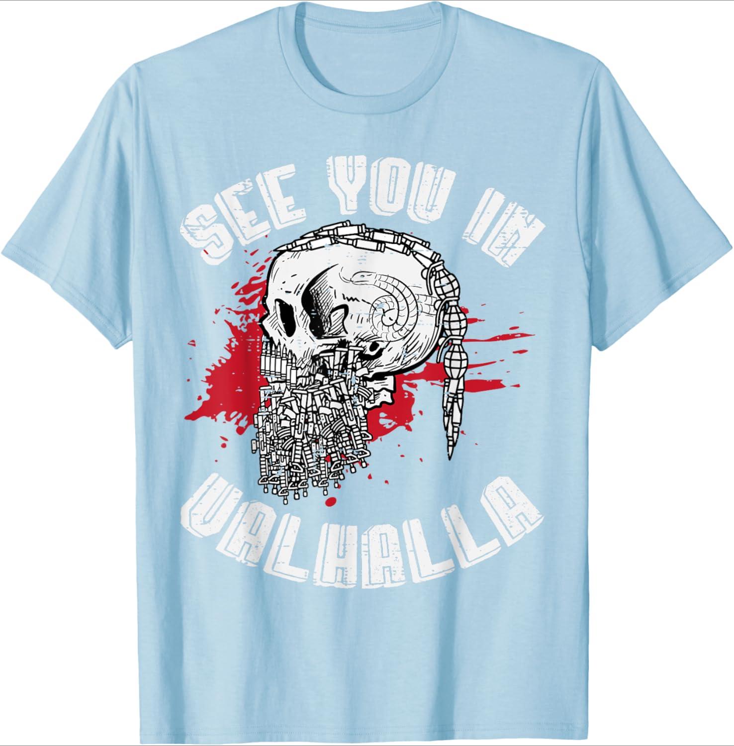 

Nordic warriors See You In Valhalla Norse Mythology pattern design100 cotton Oneck short sleeve printed mens Tshirt 4XL
