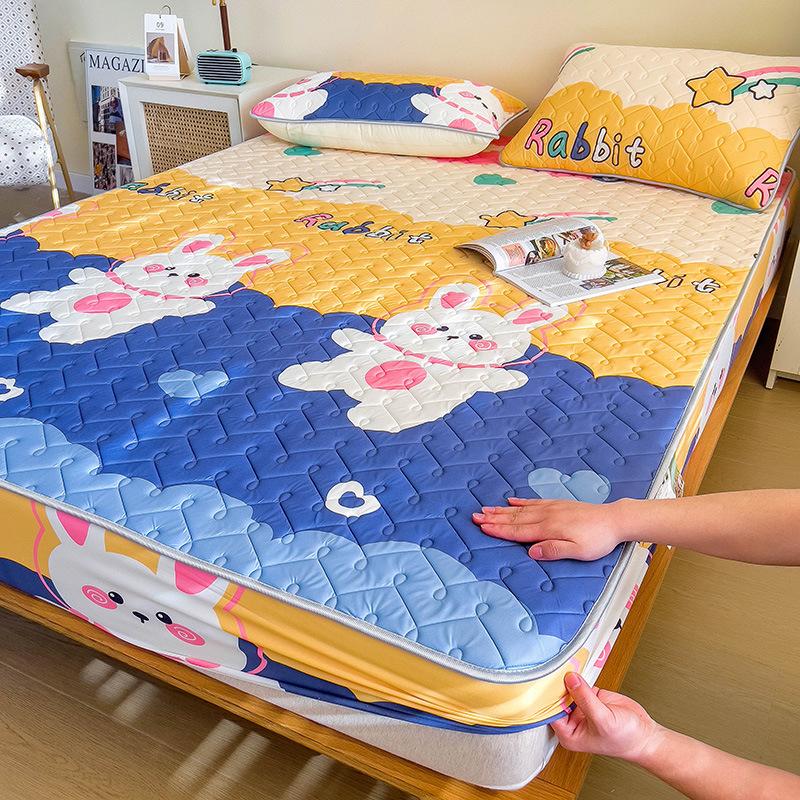 Latex-Schlafmatte für Mutter und Baby, dreiteilige Tagesdecke mit kühler, seidengepolsterter Latex-Matratzenschutzhülle