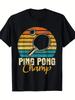 Men's T-Shirt Y2K Vintage Table Tennis Champion Black Slim Fit