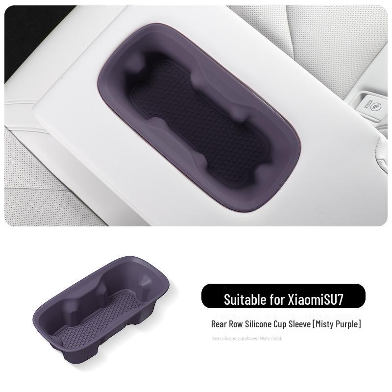 Xiaomi SU7 Silicone Non-slip Shock-absorbing Rear Cup Holder Base for 24 Cars