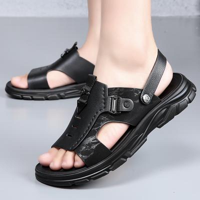 Sommer Hochwertige Herren Oberste Schicht Rindsleder Lässige Strandschuhe Sandalen Modische Outdoor Herren Latex Gepolsterte Atmungsaktive Sandalen
