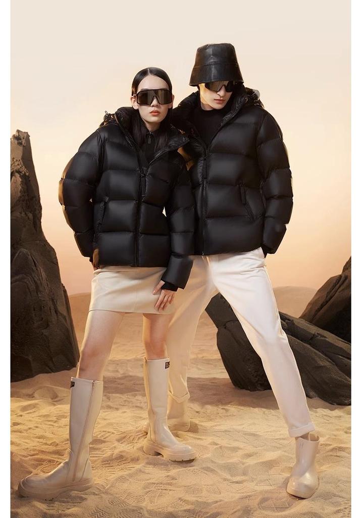 Black Gold Goose Down Hooded Jacket 2023 - Thickened Winter Edition for Couples