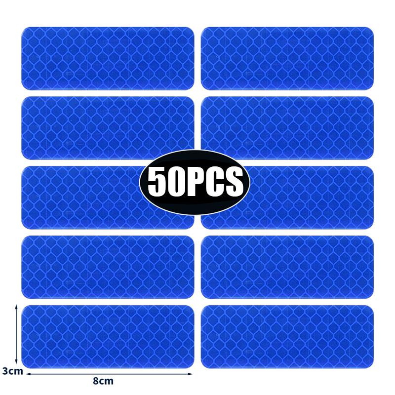 50/10pcs Car Bumper Reflective Stickers Reflective Warning Strip Tape Secure Reflector Stickers Decals Safety Warning 3*8CM