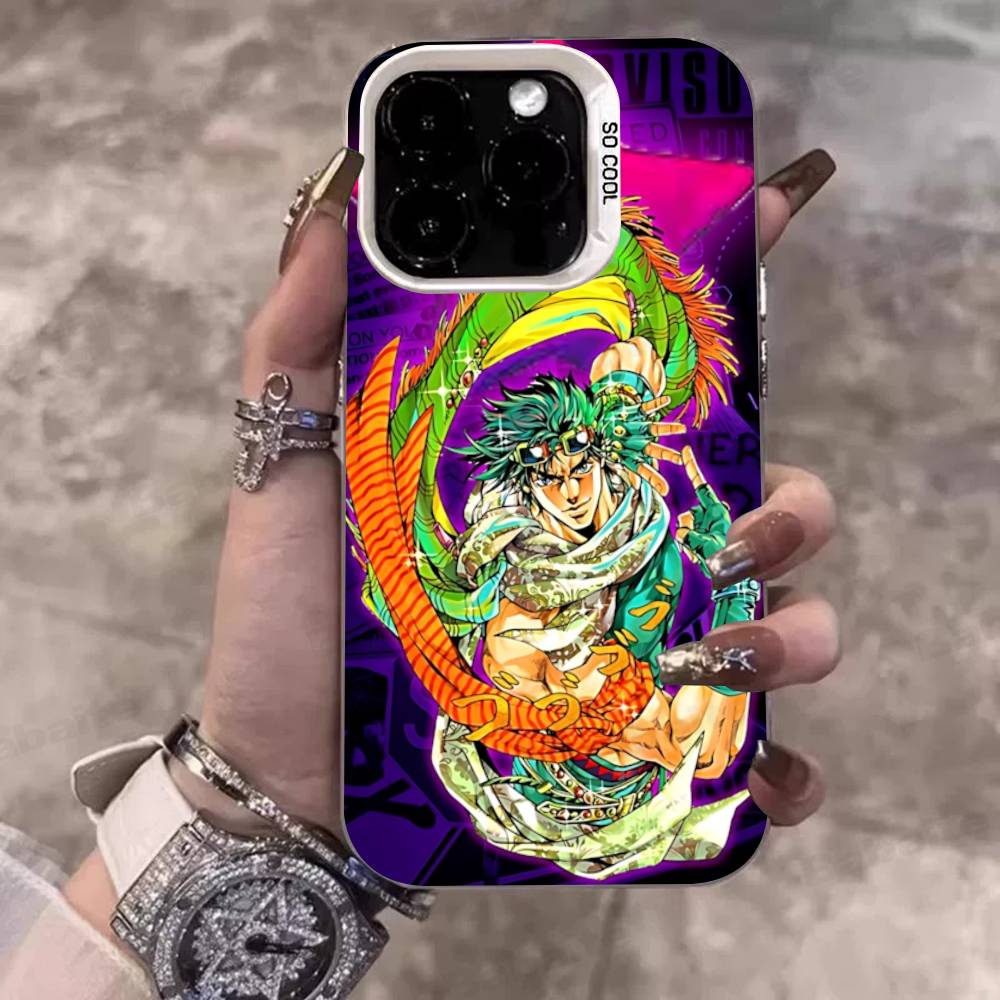Anime J-JoJo Klassisch B-Bizarre A-Abenteuer Handyhülle Für IPhone 17 16 15 14 11 12 13 Pro Max Plus Pro Bunte Silberne Hülle