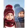 Three Piece Set of Children's Hats, Scarves, Gloves, Winter Warm Acrylic Knitted Ear Protection Hat