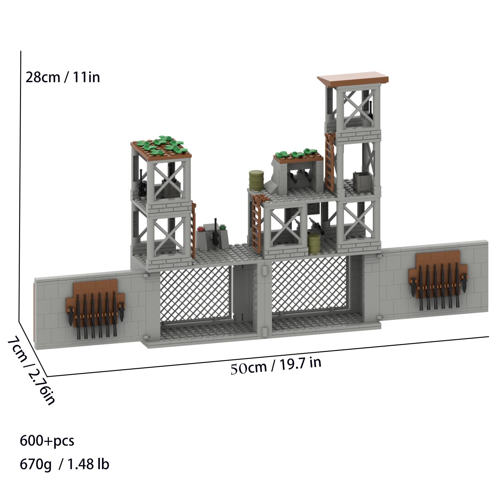 

Компактный конструктор: Военная база со сторожевой башней, турелью и стеной оружия.