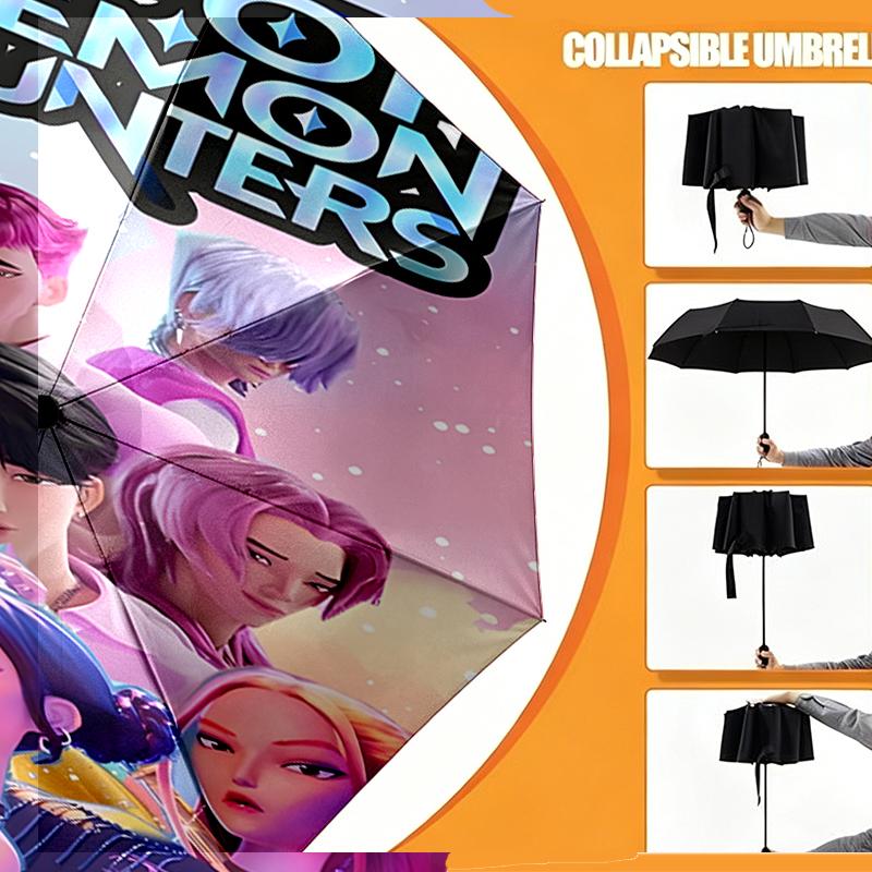 KPop Demon Hunters Print Umbrella Automatic Opening/ Closing - Portable Foldable Design - Daily Use for Travel/Outdoor - Gift for Birthday