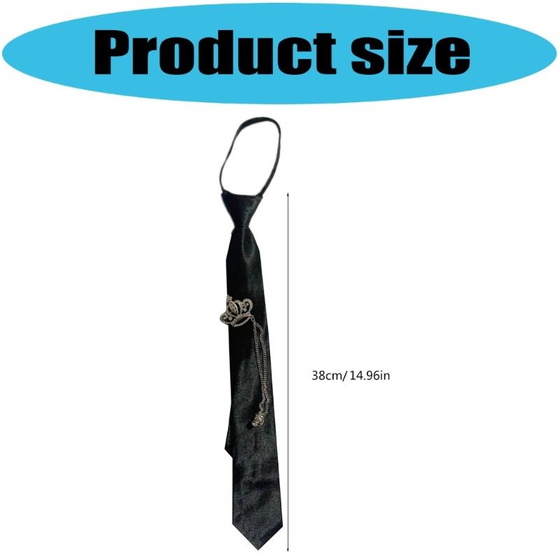 Jk Uniform Black Ties Metal Chain Bear Collar Japan Jk seifuku Cosplay Pre-tied Tie Schoolgirl JK Suit Neckwear