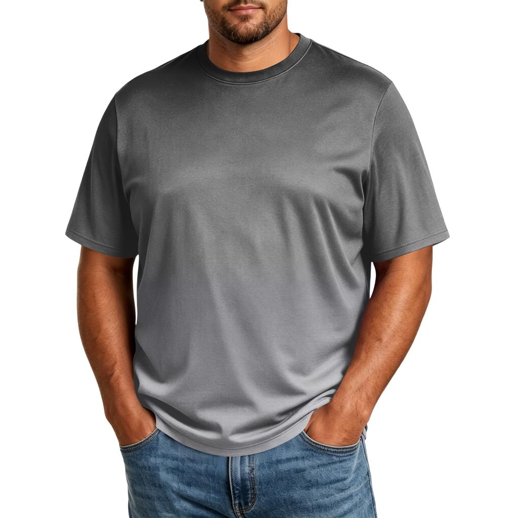Men's Big Size Comfortable Breathable Casual Loose Fit T Shirt Top Soft Fabric Short Sleeve Crew Neck Tee for Everyday Wear