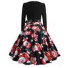 Women Vintage Long Sleeve Dress Spring Autumn New Year Party Dresses S-5XL Black Vestidos