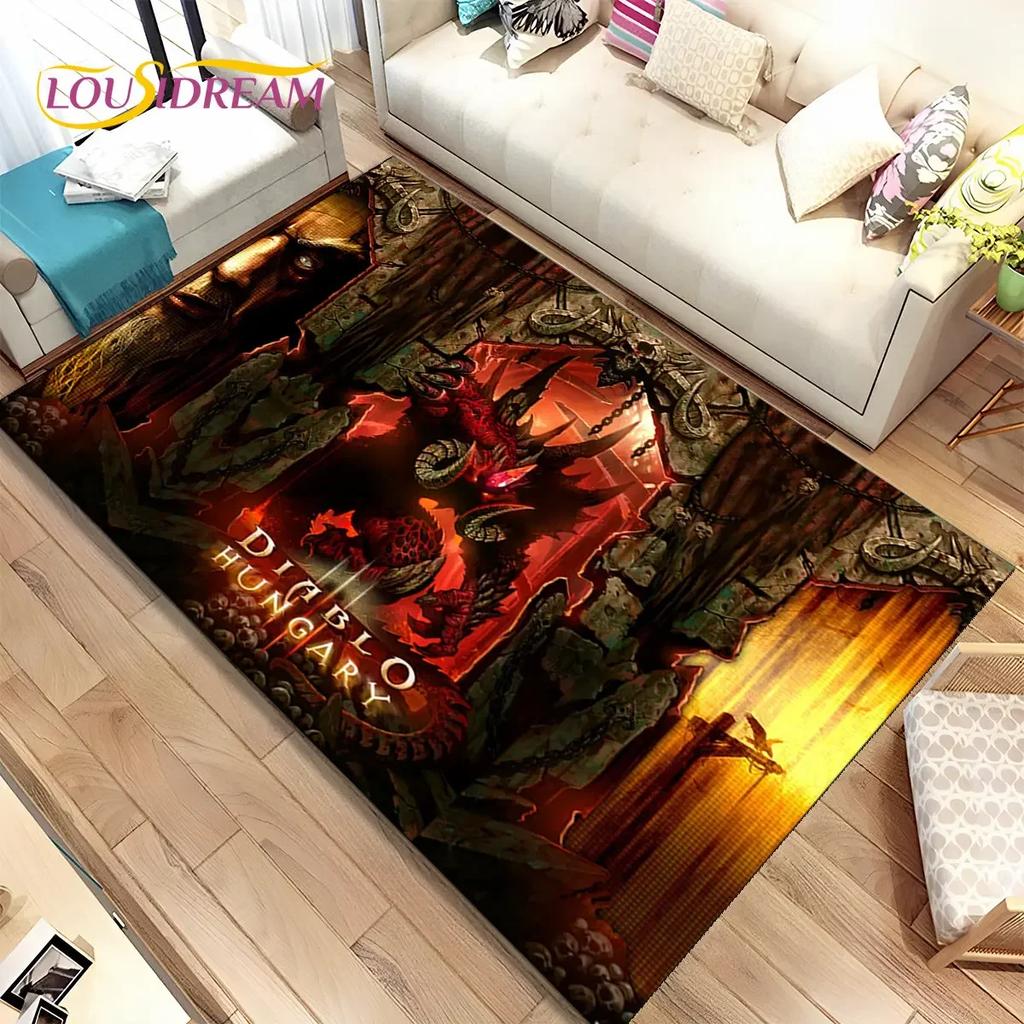 3D HD Diablo Game Gamer Cartoon Area Rug,Carpet Rug for Home Living Room Bedroom Sofa Doormat Decor,kid Play Non-slip Floor Mat